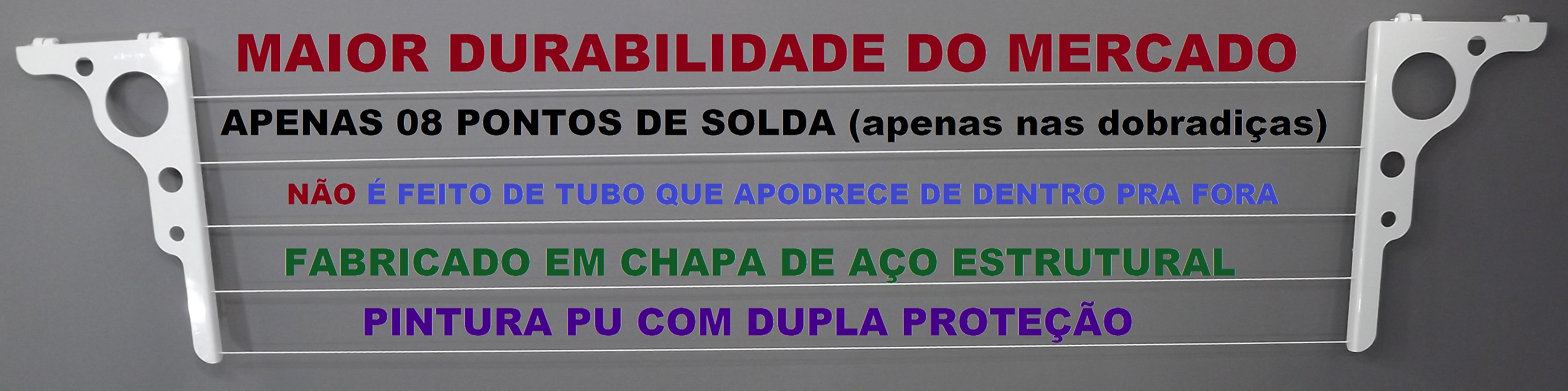 Varal Roupas Muro ou Parede Articulado 5 Cordas bola. O Mais Forte e Bonito do Mercado.  ALL STYLE. - 3