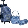Kit Escolar Infantil Mala Com Rodinha + Lancheira + Estojo YEPP Azul claro - 5