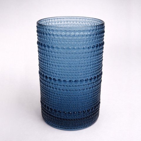 Conjunto de 6 Copos de Vidro Azul com Bolhas 385ml