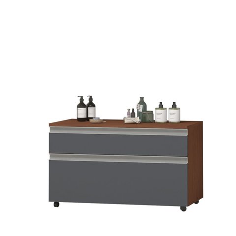 Armário de Banheiro com Rodinhas Multifuncional Safira 80 Cm:titanium