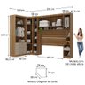 Quarto Modulado Casal de Canto com Guarda-roupas Maleiro e Cabeceira Paris Master Luciane Móveis - 3
