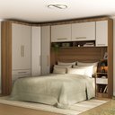 Ver imagem 1 de Quarto Modulado Casal de Canto com Guarda-roupas Maleiro e Cabeceira Paris Master Luciane Móveis