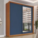 Ver imagem 1 de Guarda-roupa Casal Porto 2 Portas 2 Gavetas com Espelho Freijó/azul - Politorno