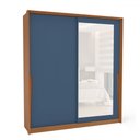Ver imagem 2 de Guarda-roupa Casal Porto 2 Portas 2 Gavetas com Espelho Freijó/azul - Politorno