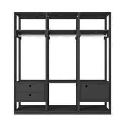 Closet Casal Modulado com 3 Cabideiros 1 Porta 2 Gavetas Preto Velluto Titan - 4