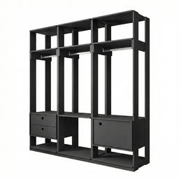 Closet Casal Modulado com 3 Cabideiros 1 Porta 2 Gavetas Preto Velluto Titan - 2