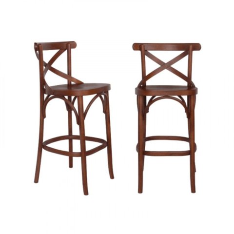 Conjunto 2 Banquetas Madeira Maciça Tauarí Cross X Texas Marrom/Castanho