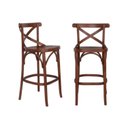 Ver imagem 1 de Conjunto 2 Banquetas Madeira Maciça Tauarí Cross X Texas Marrom/Castanho