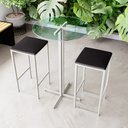 Ver imagem 1 de Conjunto Mesa Alta Bar Bistrô Redonda Vidro 2 Bancos Estofado Don Castro Decor