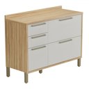 Ver imagem 1 de Balcão de Cozinha 120 Cm Syrah 2 Portas 3 Gavetas 100% Mdf Amêndoa/off White - Rio Doce