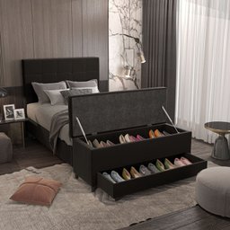 Puff Baú Sapateira Casal 138x50x48cm Móveis Digital - 3