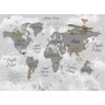 Papel De Parede Infantil Mapa Mundi Cinza Escuro Com Nuvens - 2
