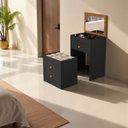 Ver imagem 2 de Penteadeira Mdf Compartimento Maquiagem Banqueta 3 Gavetas:preto