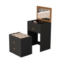 Ver imagem 3 de Penteadeira Mdf Compartimento Maquiagem Banqueta 3 Gavetas:preto