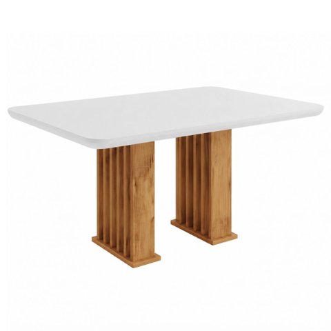 Mesa Sala de Jantar Tampo com Vidro Mond 1,20m Madeirado/Off White Viero