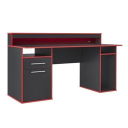 Kit 2 Peças 1 Mesa Gamer com LED 1 Estante 5 Prateleiras Multy Espresso Móveis - 6 Kit 2 Peças 1 Mesa Gamer com LED 1 Estante 5 Prateleiras Multy Espresso Móveis - 6