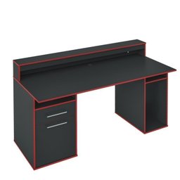 Kit 2 Peças 1 Mesa Gamer com LED 1 Estante 5 Prateleiras Multy Espresso Móveis - 10 Kit 2 Peças 1 Mesa Gamer com LED 1 Estante 5 Prateleiras Multy Espresso Móveis - 10