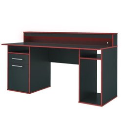 Kit 2 Peças 1 Mesa Gamer com LED 1 Estante 5 Prateleiras Multy Espresso Móveis - 12 Kit 2 Peças 1 Mesa Gamer com LED 1 Estante 5 Prateleiras Multy Espresso Móveis - 12