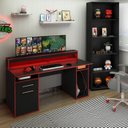 Ver imagem 1 de Conjunto 2 Peças 1 Mesa Gamer com LED 1 Estante 5 Prateleiras Multy Espresso Móveis