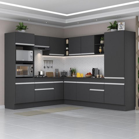 Armário De Cozinha Completa De Canto Preto/branco
