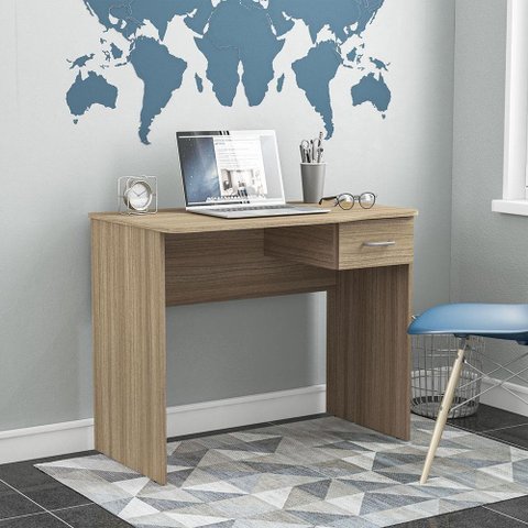 Mesa de Escritório Arapeí 90cm 1 Gaveta Politorno Castanho Castanho/castanho