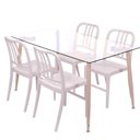 Ver imagem 1 de Conjunto Mesa Tampo em Vidro com 4 Cadeiras Navy Espresso Móveis Bege