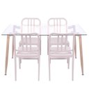 Ver imagem 2 de Conjunto Mesa Tampo em Vidro com 4 Cadeiras Navy Espresso Móveis Bege