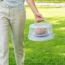 Boleira Branca de Plástico com Tampa e Alça Prato para Bolo 28cm Doces e Tortas Lyor - 4