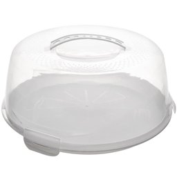 Boleira Branca de Plástico com Tampa e Alça Prato para Bolo 28cm Doces e Tortas Lyor - 1