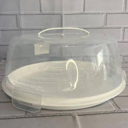 Boleira Branca de Plástico com Tampa e Alça Prato para Bolo 28cm Doces e Tortas Lyor - 8