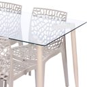 Ver imagem 3 de Conjunto de Sala de Jantar Mesa com Tampo de Vidro com 4 Cadeiras Gruvyer Or Design Espresso Móveis Bege