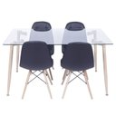 Ver imagem 2 de Conjunto Mesa Tampo de Vidro com 4 Cadeiras Botonê Estofadas Espresso Móveis Preto