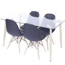 Ver imagem 1 de Conjunto Mesa Tampo de Vidro com 4 Cadeiras Botonê Estofadas Espresso Móveis Preto