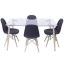 Ver imagem 4 de Conjunto Mesa Tampo de Vidro com 4 Cadeiras Botonê Estofadas Espresso Móveis Preto