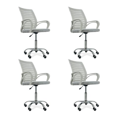 Kit 4 Cadeiras de Escritório Secretaria Diretor Roma Ergonômica - Branca