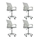 Ver imagem 1 de Kit 4 Cadeiras de Escritório Secretaria Diretor Roma Ergonômica - Branca