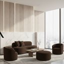 Ver imagem 1 de Conjunto 02 Poltronas + Sofá e Puff Curvo Orgânico Nature Gaia Boucle Marrom- Montanaris Decor