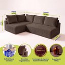 Ver imagem 2 de Sofá de Canto Modular Vibe Esquerdo 2,70m x 1,70m Xpand Tech Tecido Velourê Marrom Cama Inbox