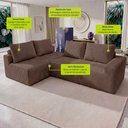 Ver imagem 3 de Sofá de Canto Modular Vibe Esquerdo 2,70m x 1,70m Xpand Tech Tecido Velourê Marrom Cama Inbox