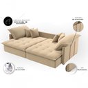 Ver imagem 4 de Sofá-Cama Maldivas 5 Lugares Retrátil e Reclinável 230cm Bege Cia Lar