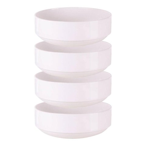 Jogo 4 Tigelas Bowl Empilhável 20cm Paola Porcelana Branca C
