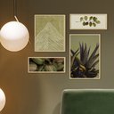 Ver imagem 2 de Kit 4 Quadros Verde Folhagens Abstrato Boho Linhas Decorativo