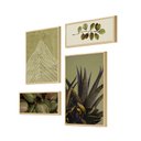 Ver imagem 1 de Kit 4 Quadros Verde Folhagens Abstrato Boho Linhas Decorativo