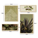 Ver imagem 4 de Kit 4 Quadros Verde Folhagens Abstrato Boho Linhas Decorativo