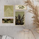 Ver imagem 3 de Kit 4 Quadros Verde Folhagens Abstrato Boho Linhas Decorativo
