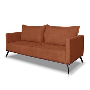 Sofá 2 Lugares 1,60m Estofado em Bouclé Terracota com Pés Metálicos - Zefir Lucadi Home