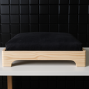 Ver imagem 2 de Cama Pet Luxo Madeira e Almofada Preta Design Moderno