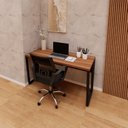 Ver imagem 1 de Escrivaninha X Escritório Home Office 135cm Industrial Pés em Metal Executive Nogal e Preto Marrom