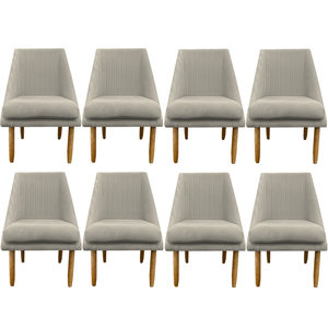 Kit 08 Cadeiras para Sala de Jantar Ana Pés Palito Suede Bege- D'classe Decor