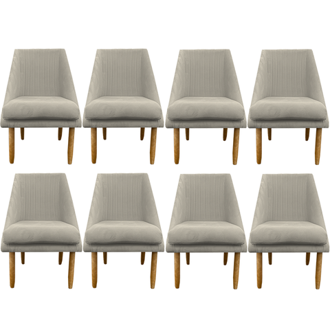 Kit 08 Cadeiras para Sala de Jantar Ana Pés Palito Suede Bege- D'classe Decor